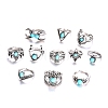 11Pcs 11 Style Synthetic Turquoise Finger Rings Set AJEW-PW0005-04AS-1
