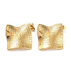Ion Plating(IP) 304 Stainless Steel Textured Square Ear Studs for Women EJEW-P234-12G-1