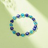 Lampwork Evil Eye & Brass Stretch Bracelet for Women BJEW-JB08386-02-2