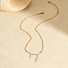 304 Stainless Steel Star Pendant Necklaces with Teardrop Clear Cubic Zirconia Tassel for Women WG97116-01-1