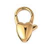 Ion Plating(IP) Heart 304 Stainless Steel Lobster Claw Clasps STAS-D069-03-G-1