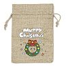 Christmas Printed Burlap Packing Pouches Drawstring Bags ABAG-Q053-02A-09-1