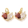 Valentine's Day Brass Micro Pave Orange Red Cubic Zirconia Charms CU-E003-17G-G-1