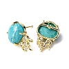 Brass Micro Pave Cubic Zirconia Stud Earring Findings with Natural Turquoise KK-Z096-05G-12-2