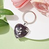 Natural Amethyst & Brass Heart Pendant Keychains KEYC-JKC00658-03-2