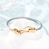 Duo Tone 304 Stainless Steel Twisted Rope Cuff Bangles with S Clasps for Women SA-CBA2192-02GP-2