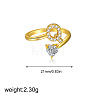 Brass Micro Pave Clear Cubic Zirconia Cuff Open Rings FS-WGF859A-24-1