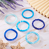 6Pcs 6 Styles 8mm Glass Round Beaded Stretch Bracelet Sets BJEW-TAC0021-6