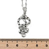 Brass Micro Pave Black Cubic Zirconia Snake Pendant Necklaces NJEW-K280-08P-3