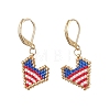 Heart Glass Seed Beaded Leverback Earrings EJEW-MZ00692-3