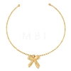 304 Stainless Steel Bowknot Pendant Open Choker Necklaces for Women NJEW-Z046-06G-02-2