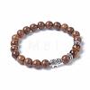 Dyed Wood Round Beads Stretch Bracelets BJEW-JB04839-17