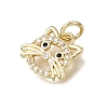 Brass Micro Pave Black Cubic Zirconia Charms CU-L001-18G-11-2