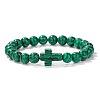Synthetic Malachite Round Beads Stretch Bracelets YG0612-13-1