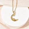304 Stainless Steel Micro Pave Clear Cubic Zirconia Pendant Necklaces for Women NJEW-Z103-01G-01-3
