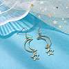 Hollow Star and Moon 304 Stainless Steel Dangle Earrings EJEW-JE05311-01-3