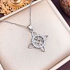 Brass Micro Pave Clear Cubic Zirconia Viking Knot Pendant 304 Stainless Steel Cable Chain Necklaces for Women WG5818B-04-1