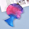 Afro Female Silhouette Silicone Resin Bust Statue Molds X-DIY-L021-69-6