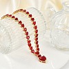 Brass Full Red Cubic Zirconia Heart Pendant Necklaces for Women NJEW-M079-01C-2