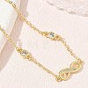 Brass Micro Pave Clear Cubic Zirconia Infinity Link Bracelets KK-CBA6980-27G-2