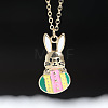 Alloy Enamel Rabbit with Easter Egg Pendant Necklaces for Women FS-WGF1739-01-1