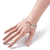 Bear and Open Heart Charm Bracelet with Curved Tube Beads for Women BJEW-TA00052-3