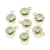 Golden Tone Brass Glass Charms X-GLAA-ZX008-24K-G-1
