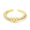 Clear Cubic Zirconia Initial Letter Open Cuff Ring RJEW-H120-09G-W-2