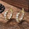 Brass Micro Pave Clear Cubic Zirconia Hoop Earrings EJEW-K083-42G-1
