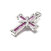 Brass Micro Pave Magenta Cubic Zirconia Pendants CU-CBA4BAF-03P-2