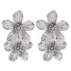 304 Stainless Steel Flower Stud Earrings for Women EJEW-U023-09P-2