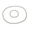 304 Stainless Steel Cuban Link Chain Bracelets & Necklaces Jewelry Sets SJEW-B019-03B-P-2