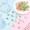 10Pcs Acrylic & Glass Flower Pendants PALLOY-YW00116-01-4