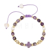 Natural Amethyst Faceted Cube Braided Bead Bracelets BJEW-JB14379-01-3
