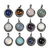 Natural & Synthetic Mixed Gemstone Half Round Pendants PALLOY-R159-01AS-1