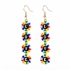 Round Glass Seed Beads Dangle Earrings EJEW-JE04604-02-1