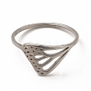 304 Stainless Steel Hollow Out Butterfly Wing Finger Ring for Women RJEW-K239-13P-1