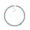 Western Style Synthetic Turquoise Round Beaded Necklaces for Navajo Men and Women MO2415-1-1