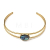304 Stainless Steel & Natural Paua Shell Cuff Bangles for Women BJEW-JB14122-02-3