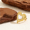 304 Stainless Steel Pave Imitation Pearl Cuff Open Rings RJEW-T037-04G-1