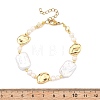 Natural Baroque Pearl Keshi Pearl & Brass Beaded Bracelets for Women BJEW-JB13799-4