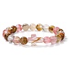 Synthetic Watermelon Stone Glass Round Beads Stretch Bracelets LS-YG0612-22-1