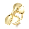 Bowknot Brass Open Cuff Rings for Women RJEW-C098-12G-1