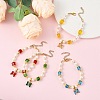 Brass Glass Butterfly Charm Bracelets BJEW-JB14180-1