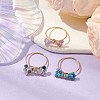 3Pcs 3 Styles Bowknot Natural Apatite & Moss Agate & Amethyst Beaded Finger Rings Sets RJEW-TA00148-2