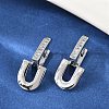 Brass Clear Cubic Zirconia U-Shaped Hoop Earrings EJEW-Q016-20P-1