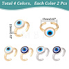 8Pcs 4 Colors Resin Evil Eye Open Cuff Rings Set RJEW-AR0002-03-2