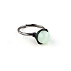 Iron Wire Wrapped Synthetic Luminous Stone Round Beaded Cuff Rings WGDBE9A-01-2