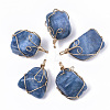 Dyed Natural White Jade Wire Wrapped Pendants G-N326-15-2