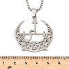 304 Stainless Steel Hollow Crescent Moon Pendant Box Chain Necklaces NJEW-M086-02P-3